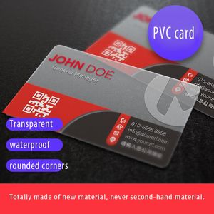 Cartes personnalisées en plastique imprimé cartes de visite transparente cartes de nom Instagram Ig Grosted imperroproofr conception gratuite 200/500 / 1000pcs