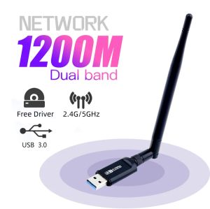 Cartes Dual Band USB RTL8812BU 1200 Mbps Wireless AC1200 WLAN USB WiFi LAN Dongle 802.11ac avec antenne pour ordinateur portable