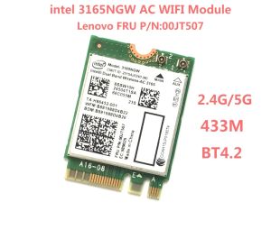 Cartes Dual Band Wirelessac 3165 NGFF Intel 3165ngw M.2 802.11ac WiFi 433Mbps Card WLAN + BT 2,4G / 5GHz Réseau pour Lenovo