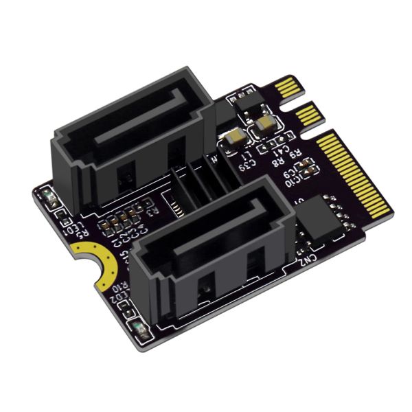 Cartes Carte d'extension M2 (touche A + E) à double port SATA3.0 PCLE 3.0 Clé A + E WiFi M.2 à SATA pour la carte adaptateur SSD NGFF 2230 pour l'ordinateur PC