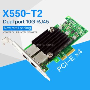 Cartes Fanmi PCIe X4 X550T2 Adaptateur de serveur Ethernet 10G Double port RJ45 Adaptateur réseau convergé x550T2BLK