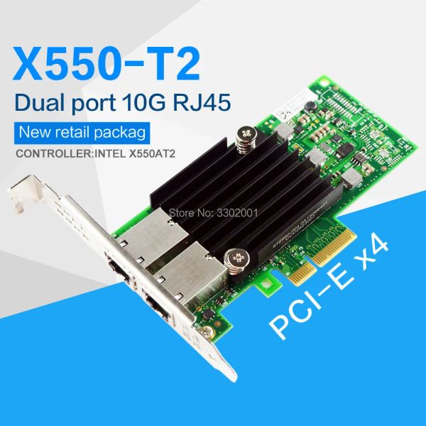 Tarjetas Fanmi PCIe x4 x550t2 10g Adaptador de servidor Ethernet Dual Puerto RJ45 Adaptador de red convergente X550T2Blk