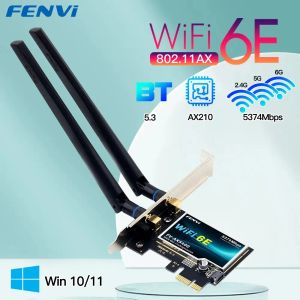 Kaarten Fenvi WiFi 6e Adapter 5374Mbps Ax210 2.4G/5G/6GHz voor Bluetooth 5.3 802.11ax Wireless Network WiFi -kaart voor laptop PC Win 10/11