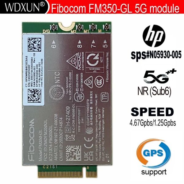 Tarjetas Fibocom FM350GL 5G M.2 Módulo para HP X360 830 840 850 G7 Laptop 5G LTE WCDMA 4x4 Módulo MIMO GNSS