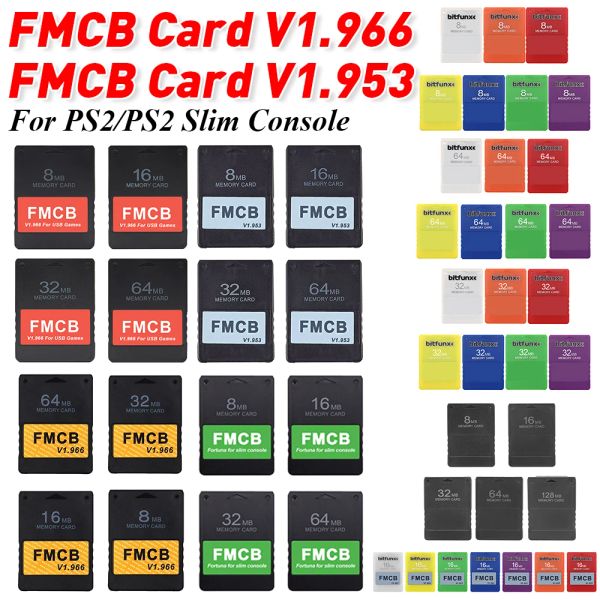 Tarjetas Tarjeta FMCB V1.966 V1.953 Tarjeta de memoria para PS2 8MB/16MB/32MB/64MB/128MB El adaptador de juegos de tarjeta McBoot gratis para consola de juegos delgados PS2