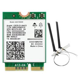 Cartes pour la carte WiFi AX411 + 2x8db Antenne WiFi 6E CNVIO2 BT 5.3 Module Triband 5374Mbps pour ordinateur portable / PC WIN10 / 1164BIT