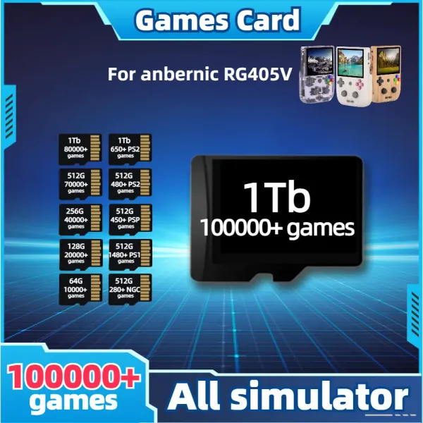 Cartes Carte de jeu pour Anbernic RG405V Handheld TF Memory Tous émulateur préinstallé Classic Retro 1TB 512G 256G PS2 PSP Portable