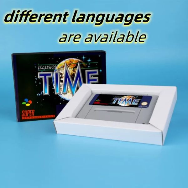 Tarjetas Ilusión de tiempo (Save Fuction) Tarjeta de juego de 16 bits para Eur Pal Ver SNES Console Inglés Español French