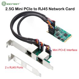 Kaarten iocrest 2.5G Mini PCIE naar RJ45 Netwerkkaart Dual Ports 2500Mbps Mini PCI Express Nic LAN -kaart voor Realtek 8125B Chipset