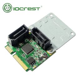 Cartes iocrest mini PCI Express 2 SATA III interne (6 Go / s) RAID ASM1061R CONTRIBUTION CARTER 2 SATA 3.0 PORTS 6 Gbps Green