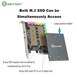 Kaarten iocrest RGB Lichtstrook M.2 MKEY EN M.2 BKEY SSD RGB -adapterkaart met koellichaam 5V Argb Pin Support M.2 Maat 30/42/60/80mm