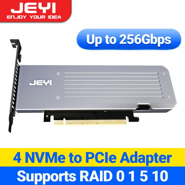 Cartes Jeyi 4 SSD M.2 X16 PCIe 4.0 X4 Expansion Carte avec thermos