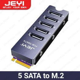Cartes jeyi nvme m.2 à 5 adaptateur sata, interne 5 port non-raid SATA III 6 Go / s Carte d'adaptateur NVME pour le support PC de bureau SSD et HDD