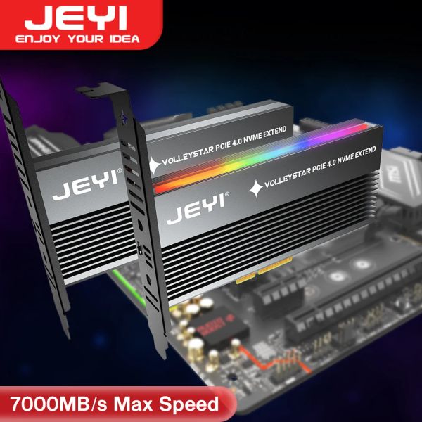 Tarjetas Jeyi Volleystar PCIe para adaptador NVME con disipador térmico de aleación de aluminio, tarjeta M.2 RGB PCIe 4.0 con soporte de perfil de bajo nivel de 1/2U