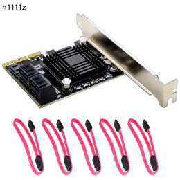 Cartes JMB585 Chip 5 Port SATA 3.0 à PCIE EXPANSION CARTE 4X GEN 3 PCI EXPRESS ADAPTER SATA 3 CONVERTISS