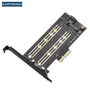 Cartes Kartoman PCIe à M2 Disque dur Adaptateur Cartes d'extension PCIE X4 3.0 M.2 SSD SATA / NVME Protocole NGFF M touche / touche B / BM Key Computer