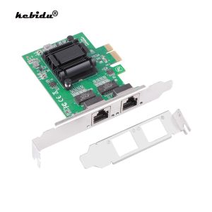 Cartes Kebidu 2 * RJ45 Port LAN Adaptateur Network Carte PCIe 1x Gigabit Dual Port Server 10/100 / 1000MBPS Ethernet Controller pour Desktop