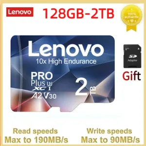 Cartes Lenovo 2TB 1TB A2 Mini SD CARDE CLASSE10 CARTE MÉMOIRE 512 Go 256 Go TF Flash Carte 128 Go pour Nintendo Switch Téléphone Carnet Monitor