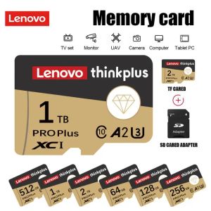 Cartes Lenovo Carte mémoire 2TB 64 Go Classe 10 A2 Micro TF SD Carte haute vitesse 100 Mo / s Carte mémoire SD 128/256/512 Go pour le téléphone / tablette / drone