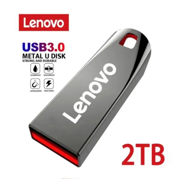 Cartes Lenovo 2TB USB 3.0 EMPLAISON USB Drives flash USB Drive Highpeed 128 Go 256 Go Pendrive Metal Portable Mini Stick USB pour PC