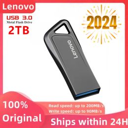 Kaarten Lenovo 2TB USB Flash drives 1 TB Metal Real Capaciteit geheugenstick High Speed Flash Memory 512 GB Zwarte cadeau opslag U schijf voor pc