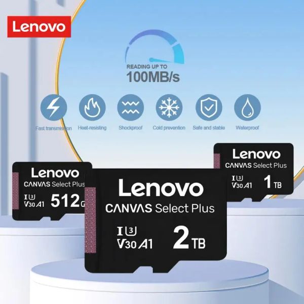 Cartes Lenovo Micro TF SD Flash Memory Carte 2TB 1TB 130 Mo / s Carte SD UHSI U3 A2 V30 Mobile Storage Devices 512 Go 256 Go 128 Go pour le téléphone