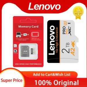 Tarjetas Lenovo U3 A2 Tarjeta de memoria de 128 GB de alta capacidad Micro TF SD 2TB 1TB 512GB 256GB Almacenamiento móvil SD Regalos Regalos de lector de tarjetas