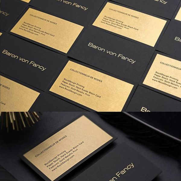 Cartes Lettep Carte de visite Carte Gold Foil Appuyez sur Imprimer la carte Highend Personnalisez la livraison gratuite Cosquette épaisse en papier noir Impression