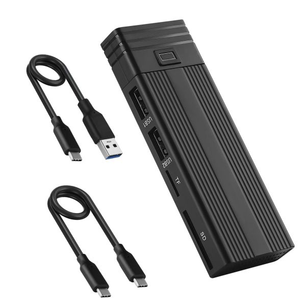 Cartes M.2 Boîte à disque dur Typec Sata NVME Protocole USB3.1 / 3.2 10G avec USB Hub TF SD Carte Reader PC Mobile SSD Enceinte