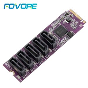 Cartes M.2 NVME NGFF M Clé à 5 ports PC EXPANSION PCIE SATA III 3.0 Câble 6G Disque dur SSD Card d'adaptateur