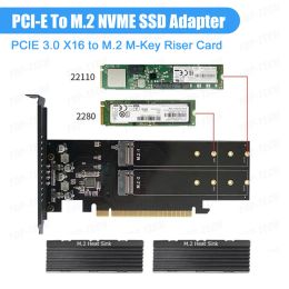 Cartes M.2 RAID Contrôleur NVME Adaptateur SSD MKEY SOCKET3 HDD RISER M.2 NVME EXPANSION CARTE MÉTAL PCIE 3.0 X16 4 Slot avec dissipateur thermique