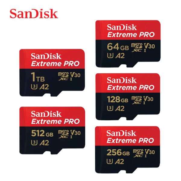 Cartes Memory Carte 512 Go Micro SD Card SDXC UHSI 128 Go 256 Go 64 Go U3 C10 V30 A2 4K EXTREME PRO TF Flash Card Adaptateur pour DJI