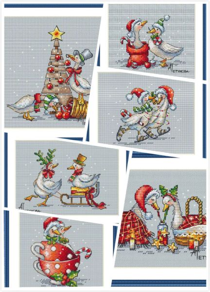 Cartes Joyeux Noël Duck Needlework, pour la broderie, bricolage 14Ct des kits croisés en arts non imprimés Crossing Home Decor
