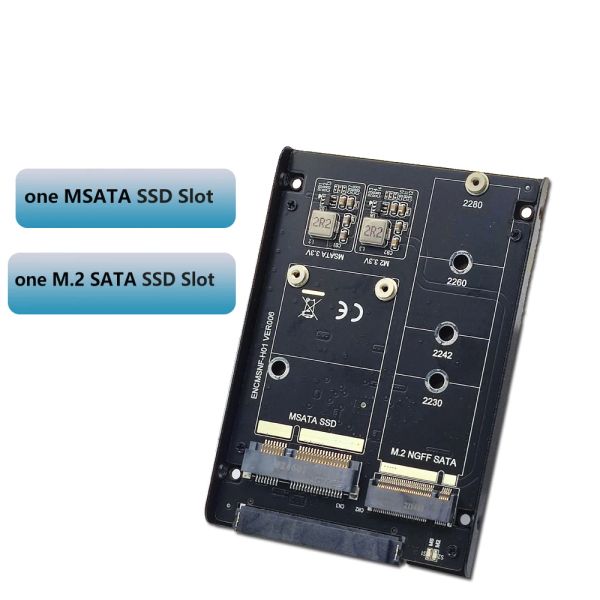 Cartas Metal Case SSD a SATA 3.0 6Gbps 2.5 pulgadas Tarjeta de adaptador con encabezado Socket SATA a M.2 SATA SSD BM Key MSATA SSD JBOD Adaptador