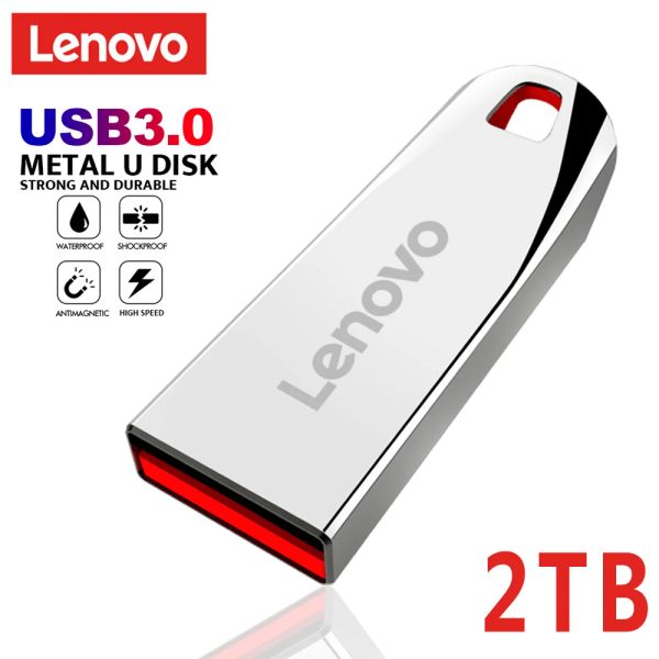 Tarjetas Mini Lenovo Pen Drive 2TB 1TB 512GB Memoria Portable Portable Water DISK U High Speed USB3.0 TRANSMISIÓN DE DATOS METAL USB Flash