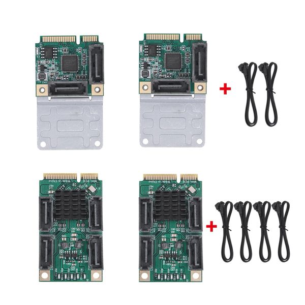 Cartes Mini PCIe à SATA3.0 Carte d'extension M.2 PCIe 2.0 SSD Adaptter Carte B + M Cley Riser Carte 5 / 2,5 Gbps Convertisseur 2/4 SATA 3.0