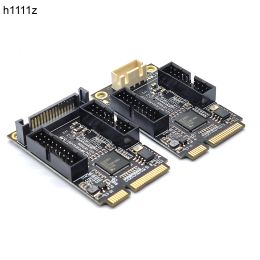 Tarjetas Mini PCIe USB 3 Adaptador de controlador 4 Puertos USB 3.0 Expansión Tarjeta Card Multiplicador Dual 20 Pins encabezado para el panel frontal elevador