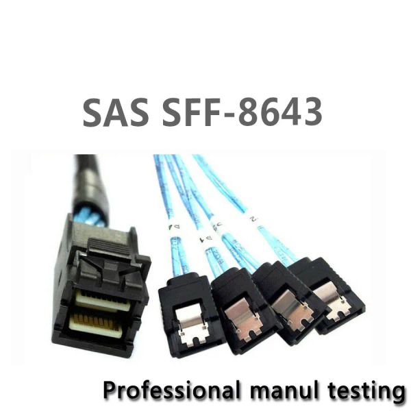 Tarjetas Mini SAS SFF8643 4 a SATA DISCO 7PIN DISCO 6GBPS Cable de redacción del servidor de datos 1M probado bien envío