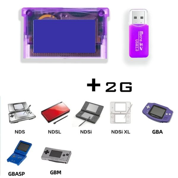 Tarjetas Mini Supercard Sdflash Card Adaptador Cartucho de 2GB Dispositivo de respaldo del juego con unidad flash USB para IDS GBASP NDSNDSL 45BA