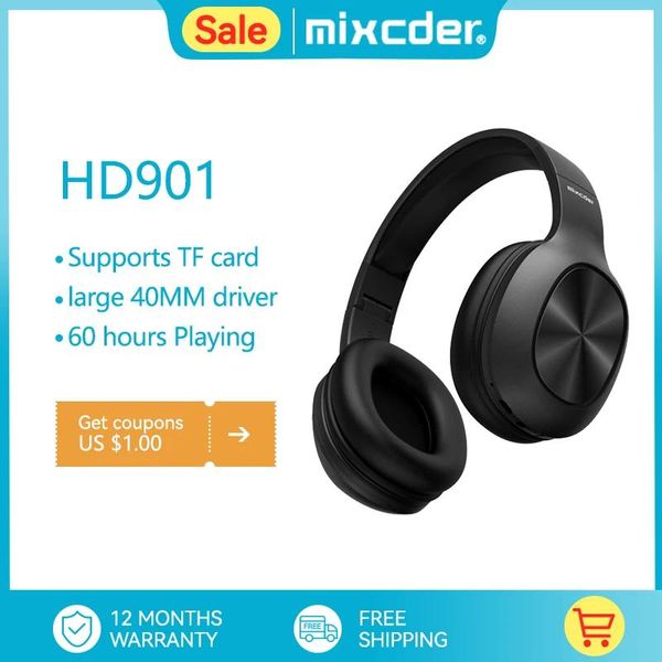 Cartes Mixcder Hd901 Bluetooth casque sans fil casque écouteurs avec Microphone carte TF pour téléphone musique pliable réglable écouteur