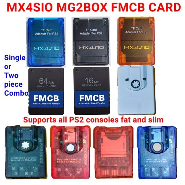 Cartes MX4Sio Dual Card Slot SIO2SD TF SD Carte Adaptateur pour PS2 et carte FMCB MCBOOT gratuite pour toutes les cartes FMCB Fat et Slim Fortuna Fat et Slim