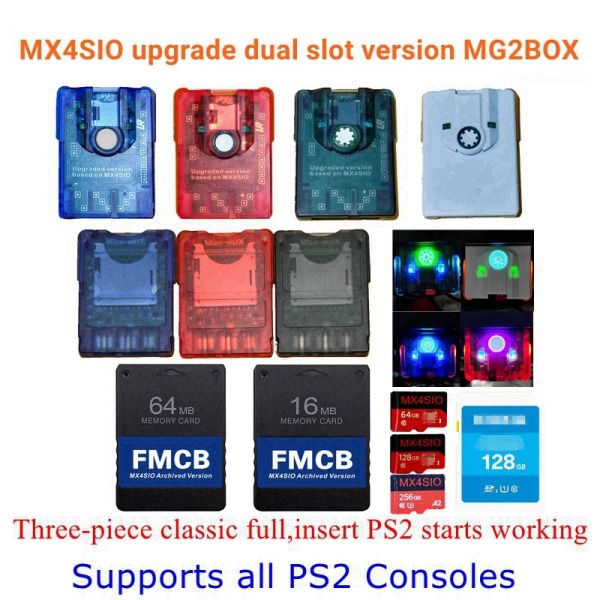 Cartes MX4Sio Dual Slot Edition Mg2box TF SD Carte Adaptateur pour toutes les consoles PS2 + 256G / 128G / 64G TF / SD + PS2 FMCB CARTE FORMINEL