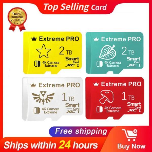 Cartes les plus récentes 2 To Yellow Star SD TF Fast Speed A2 Memory Carte U3 Micro TF SD Card pour Nintendo Switch / Lite Game Console Accessoires