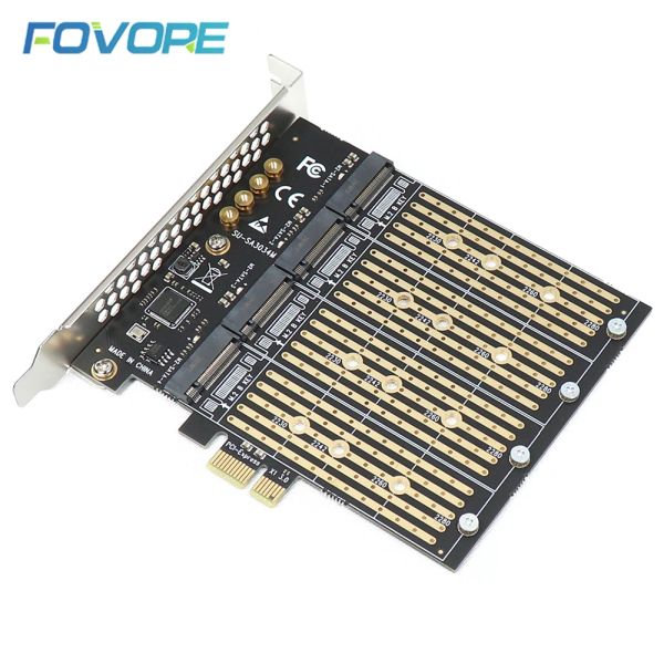 Tarjetas NVME PCIe Adapter B Key M2 M.2 4 Port NGFF SATA SSD 10 Gbps a PCI Express X1 Adaptador PCIe M.2 Alentajista de tarjeta de expansión para minería