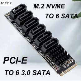 Cartes nvme à la carte d'extension sata m.2 à l'adaptateur SATA M2 Connecteur interne SSD SATA 3 Port Multiplier NGFF M Clé au contrôleur SATA3