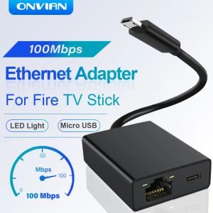 Kaarten Onvian Ethernet -adapter voor Fire TV Stick 100Mbps Externe netwerkkaart voor 4K Fire TV Stick Micro naar RJ45 Ethernet -adapter