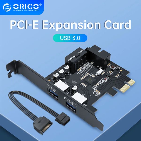 Cartes Orico PCIe Card Hub Extension Carte Adapter PCIe USB 3.0 Hub Controller Adapter Carte avec carte PCIE EXTENDE de l'alimentation PCIE 15PIN