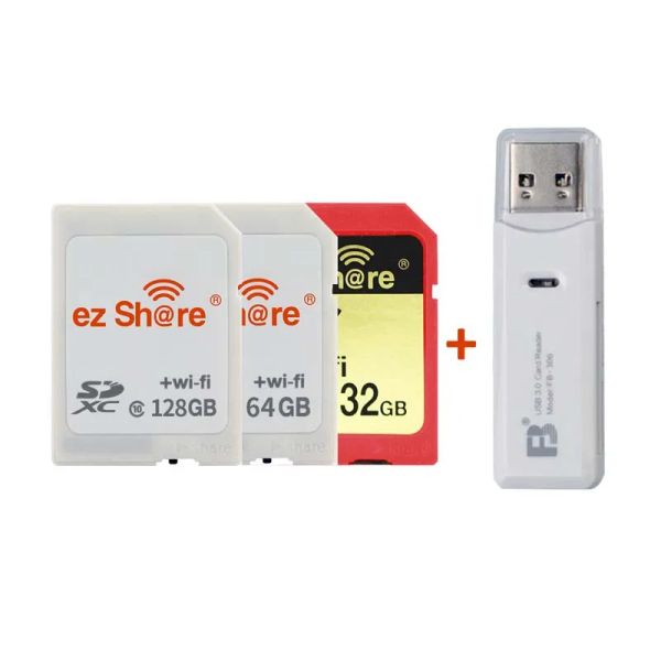 Cartes Original EZ Share Memory SD WiFi 32 Go 16G Wireless Share Card Classe 10 64G 128G pour le lecteur de carte gratuit Canon / Nikon / Sony