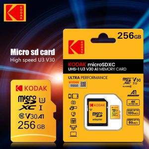 Kaarten Originele Kodak U3 Micro SD -kaart 256 GB SDXC/SDHC Klasse 10 Flash Memory Card C10 MicroSD TF -kaart met SD -adapter
