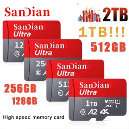Kaarten Originele SD -kaart 2TB 128 GB 256 GB 512 GB MICRO TF SD MEMORY CARD HOOG SNELHEID Klasse10 A2 Geheugenkaart Videokaart 1 TB voor mobiele telefoon